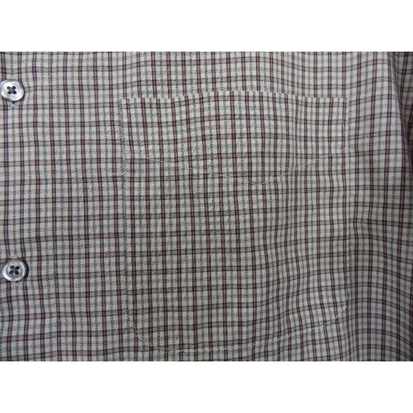 Men's Arrow Dress Shirt Size L 16 1/2 32-33 Brown Plaid Long Sleeve - Picture 8 of 13